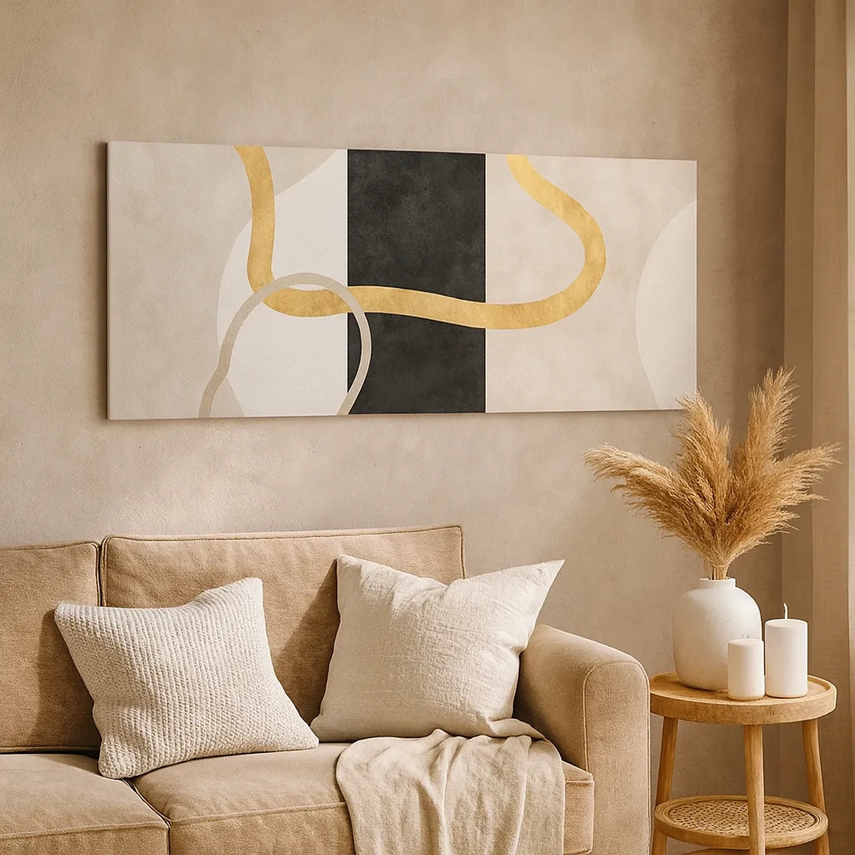 Lærredstryk - Billede på lærred - Sløjfeformede former - 30x30 cm