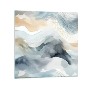 Billede på glas - Abstraktion af sne og tåge - 30x30 cm
