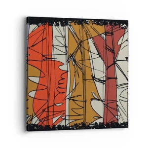 Lærredstryk - Billede på lærred - Spontan komposition - 40x40 cm