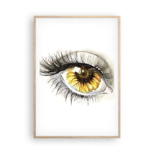 Plakat i ramme af lyst egetræ - Et look lige så varmt som sommeren - 70x100 cm