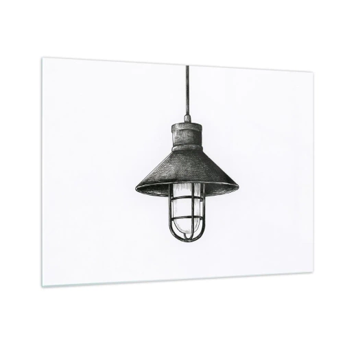 Billede på glas - Sort pendellampe i industriel stil - 70x50cm - Som for mange år siden... - Moderne vægdekoration til stue og soveværelse ARTTOR