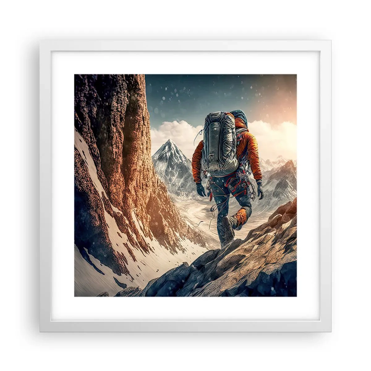 Plakat i hvid ramme - Ensom kriger - 40x40 cm