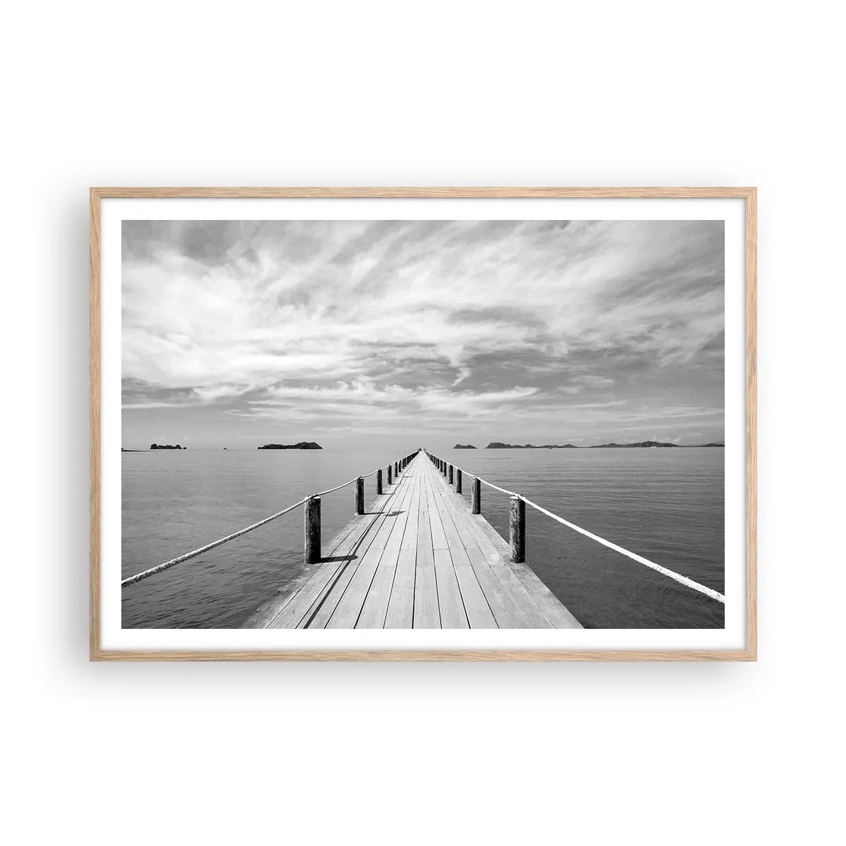 Plakat i ramme af lyst egetræ - Eller måske en rejse... - 100x70 cm