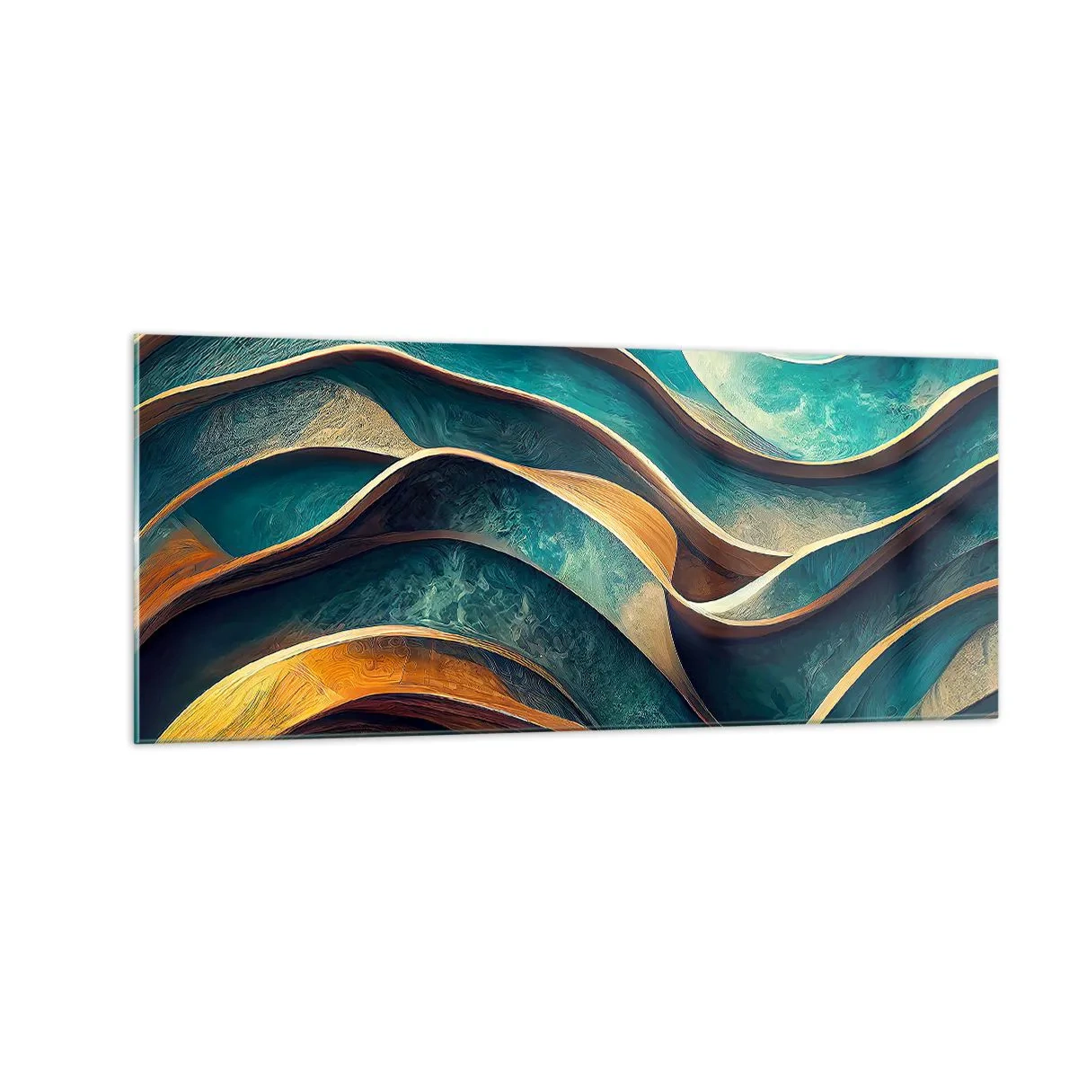 Billede på glas - Slyngninger af blåt - 100x40 cm