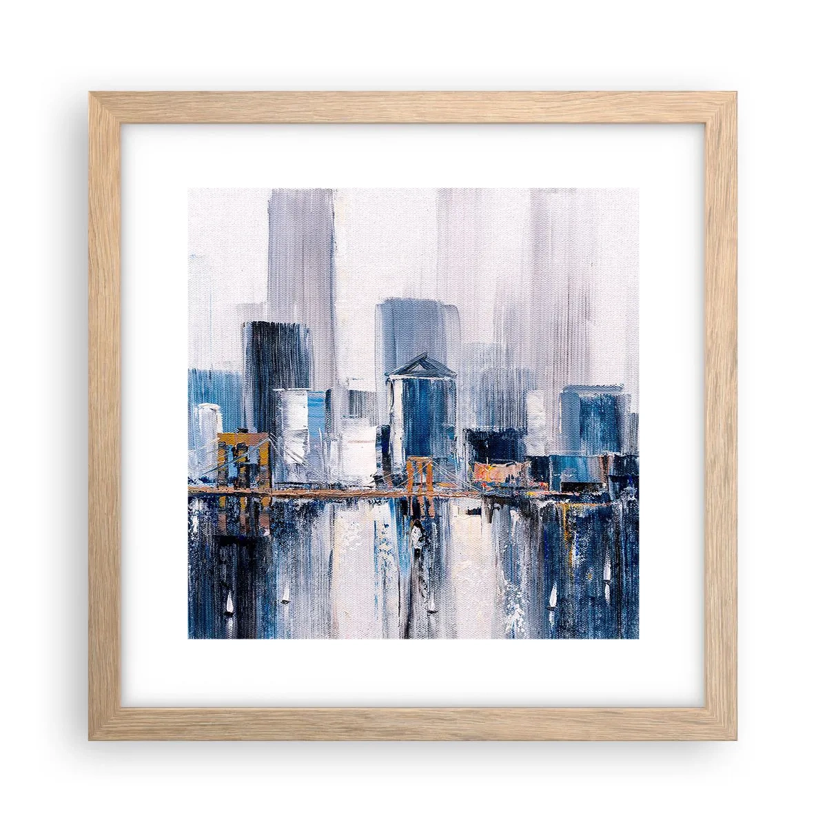 Plakat i ramme af lyst egetræ - Indtryk fra New York - 30x30 cm