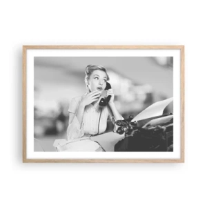 Plakat i ramme af lyst egetræ - Hej, vi er i 1950'erne. - 70x50 cm