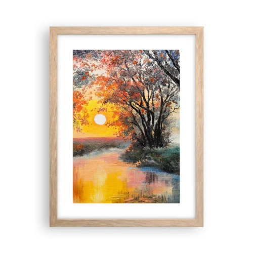 Plakat i ramme af lyst egetræ - Efterårs atmosfære - 30x40 cm