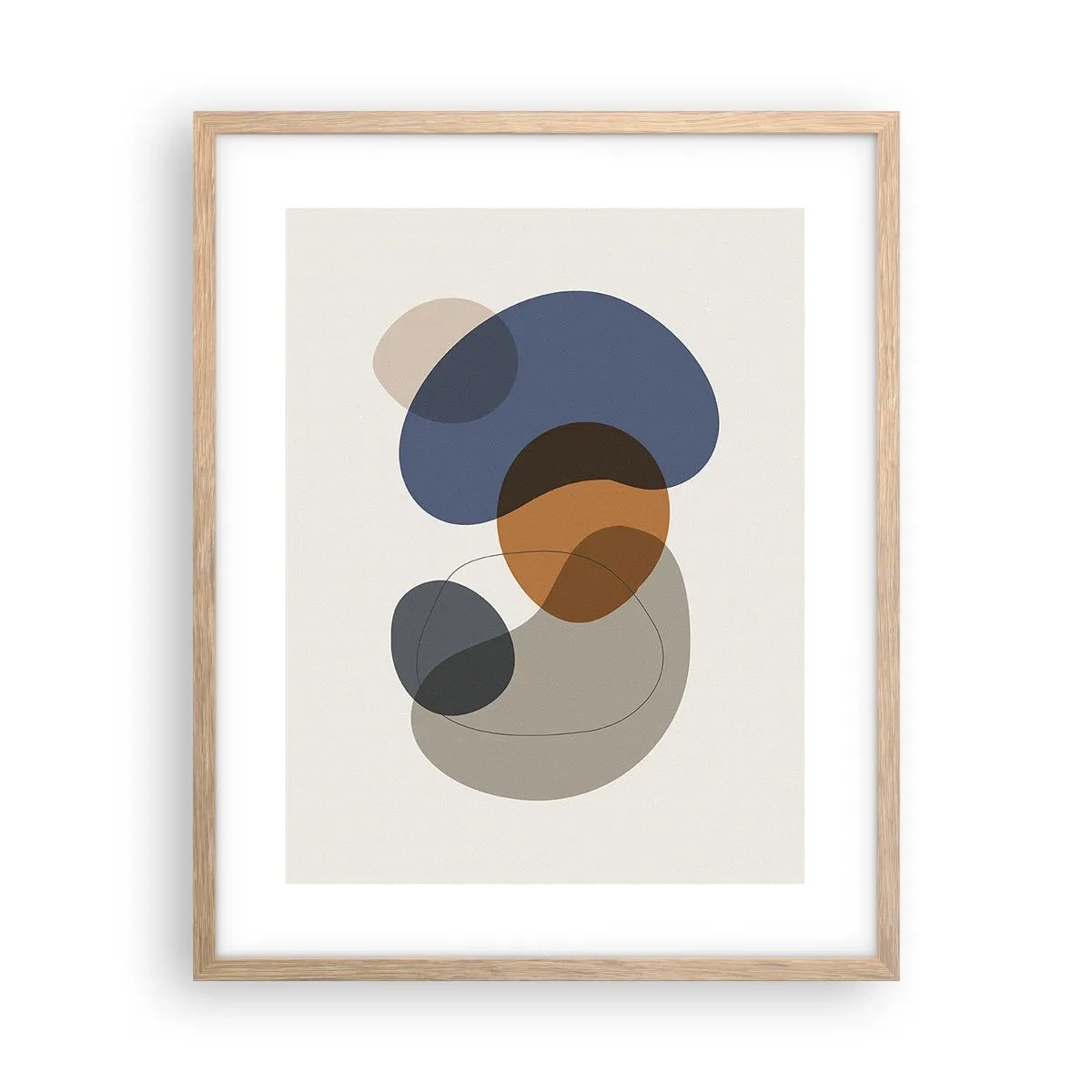 Plakat i ramme af lyst egetræ - Dråber af farve - 40x50 cm