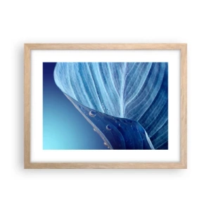 Plakat i ramme af lyst egetræ - Skjulte dråber af blåt - 40x30 cm