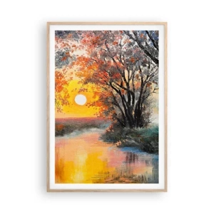 Plakat i ramme af lyst egetræ - Efterårs atmosfære - 70x100 cm