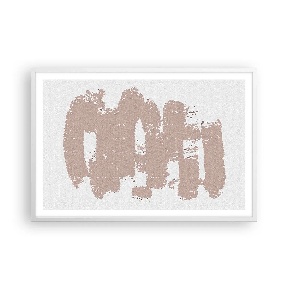 Plakat i hvid ramme - Abstraktion i sart rosa - 91x61 cm