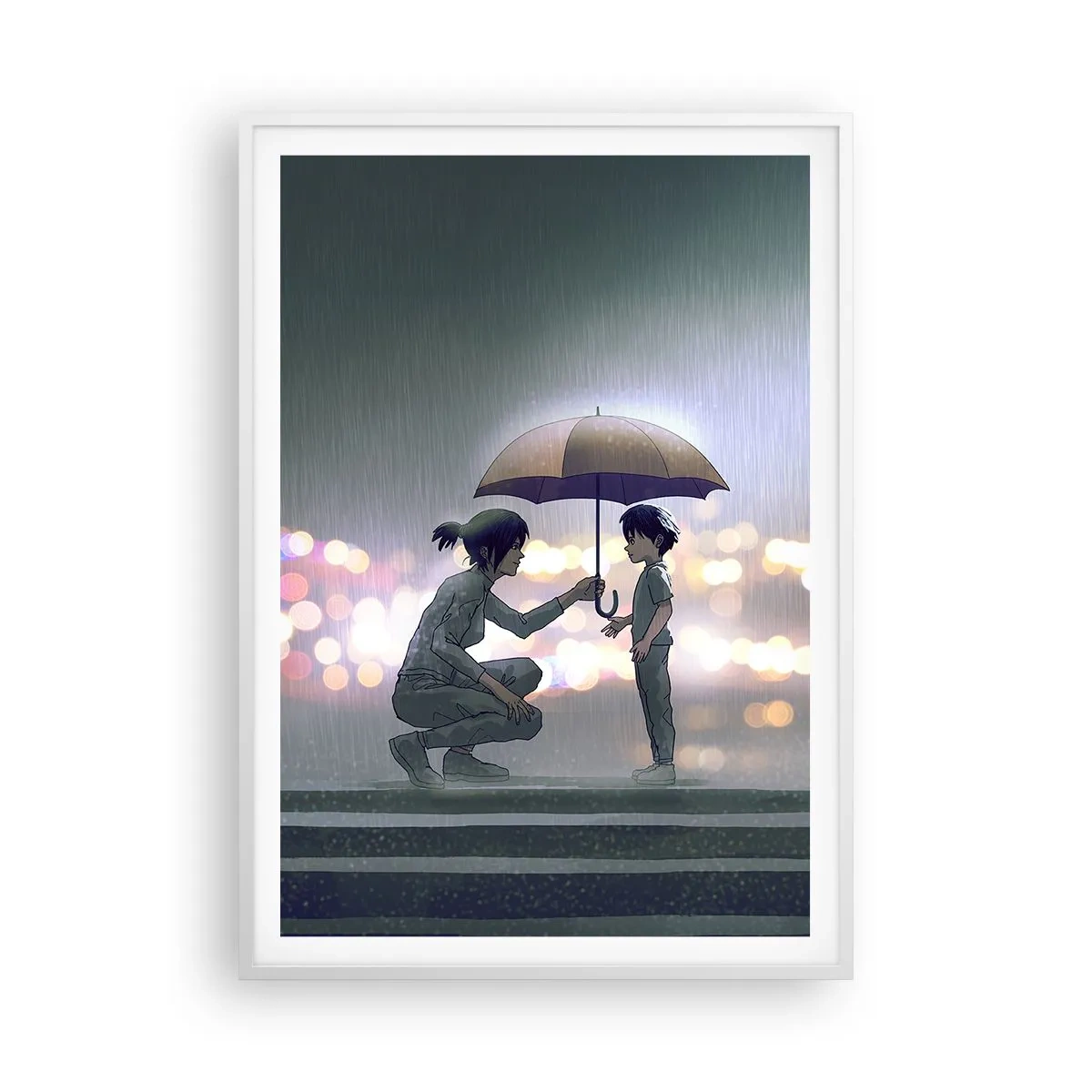 Plakat i hvid ramme - Og alt er godt nu - 70x100 cm