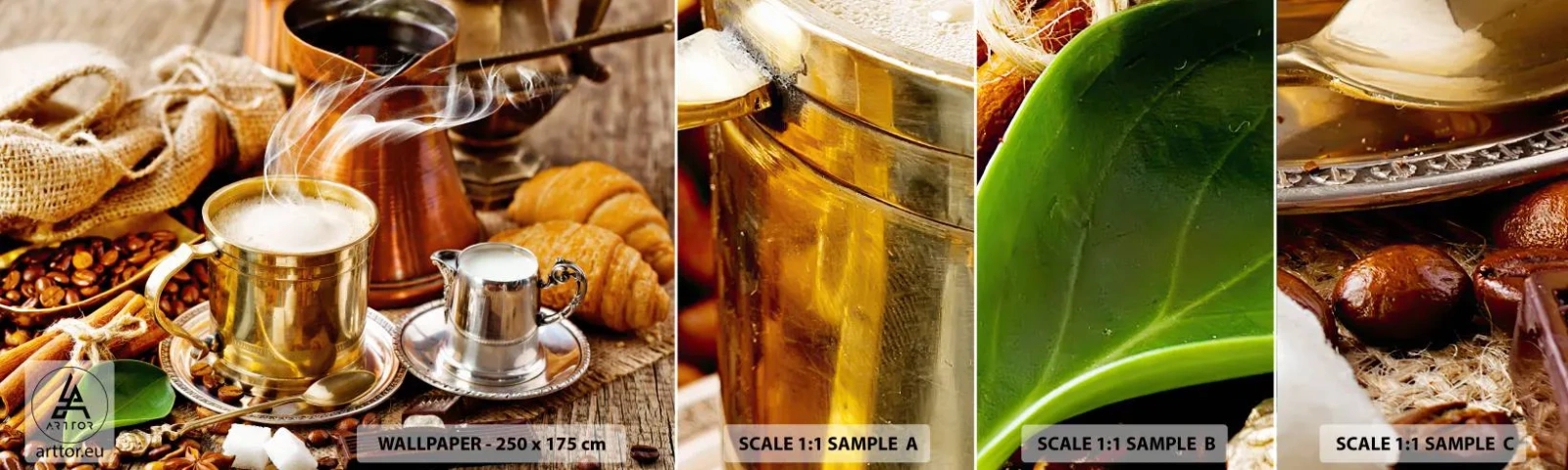 Prøve Fototapet Selvklæbende Deluxe Sticker - Hav en dejlig dag! - Kaffe, Gastronomi, Køkken - 100x30 cm