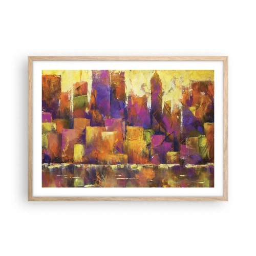 Plakat i ramme af lyst egetræ - Metropolitansk sammensætning - 70x50 cm