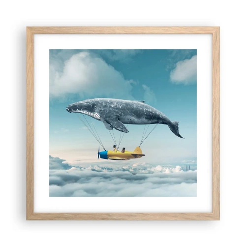 Plakat i ramme af lyst egetræ - Hvorfor ikke? - 40x40 cm