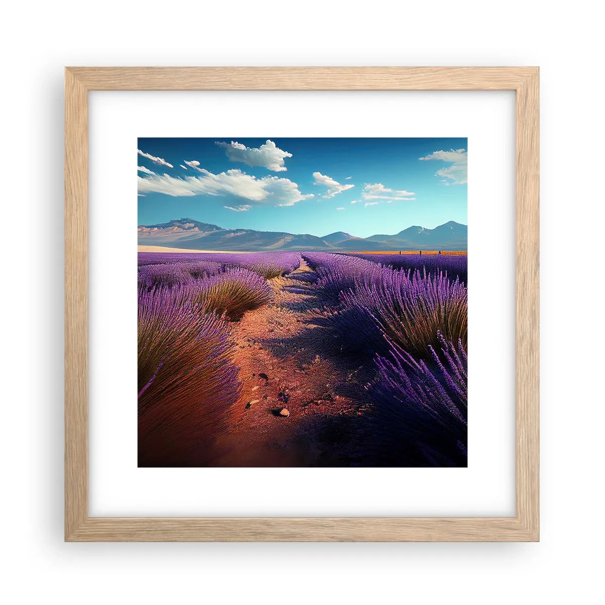 Plakat i ramme af lyst egetræ - Duftende marker - 30x30 cm