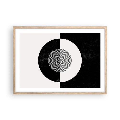 Plakat i ramme af lyst egetræ - Harmoni i sort og hvidt - 70x50 cm