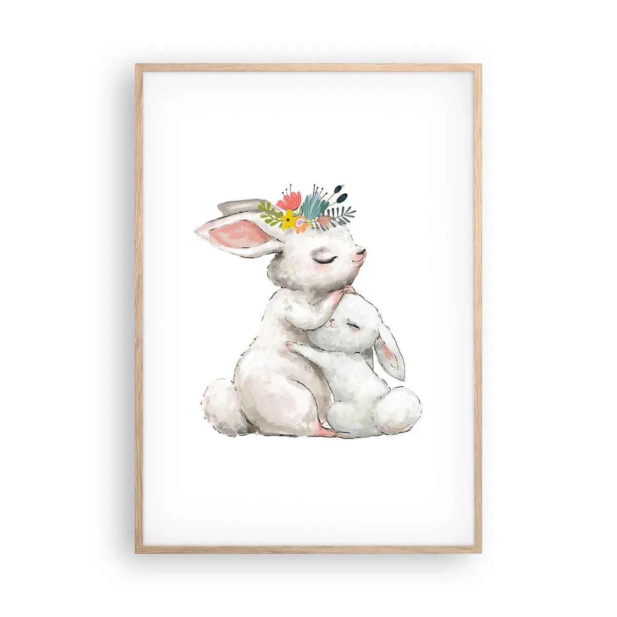 Plakat i ramme af lyst egetræ - Der er intet sted som hos mor - 70x100 cm