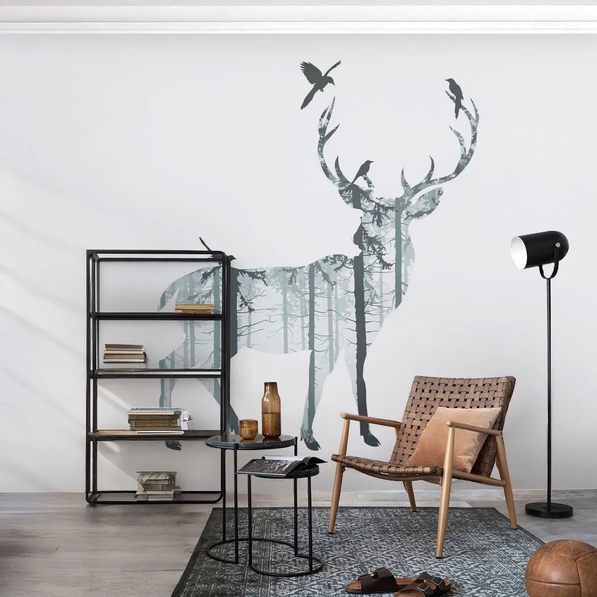 Fototapet Standard Eco - Skovens gode ånd - Abstraktion, Hjort, Natur - 350x256 cm