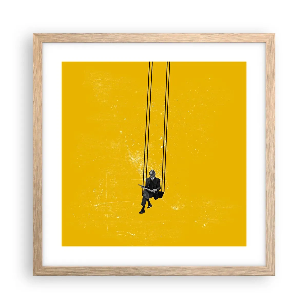 Plakat i ramme af lyst egetræ - En dag som alle andre - 40x40 cm