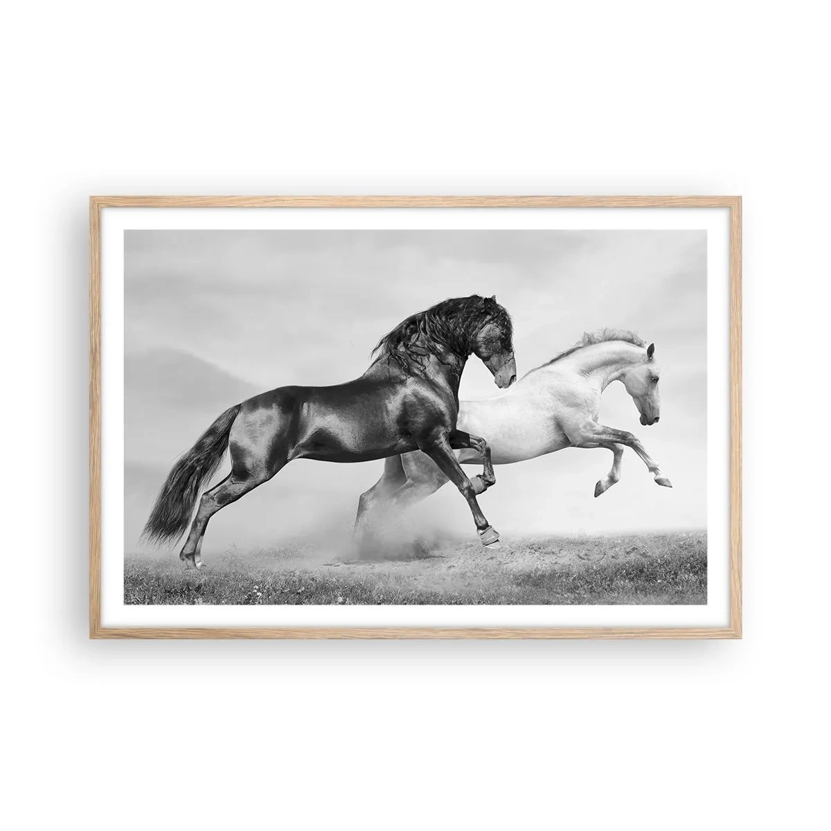 Plakat i ramme af lyst egetræ - Engle og dæmoner - 91x61 cm