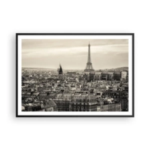 Plakat i sort ramme - Over Paris' hustage - 100x70 cm