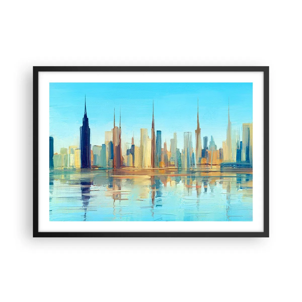 Plakat i sort ramme - Solrig metropol - 70x50 cm