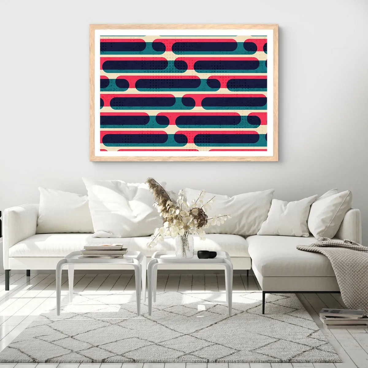 Plakat i ramme af lyst egetræ - Indad og fremad - 50x40 cm