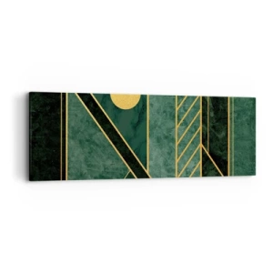 Lærredstryk - Billede på lærred - Dynamikken i guld og azurblå - 90x30 cm