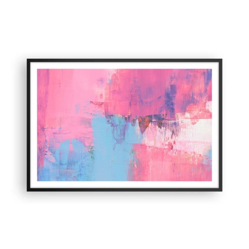 Plakat i sort ramme - Lyserød, blå og en knivspids lys - 91x61 cm