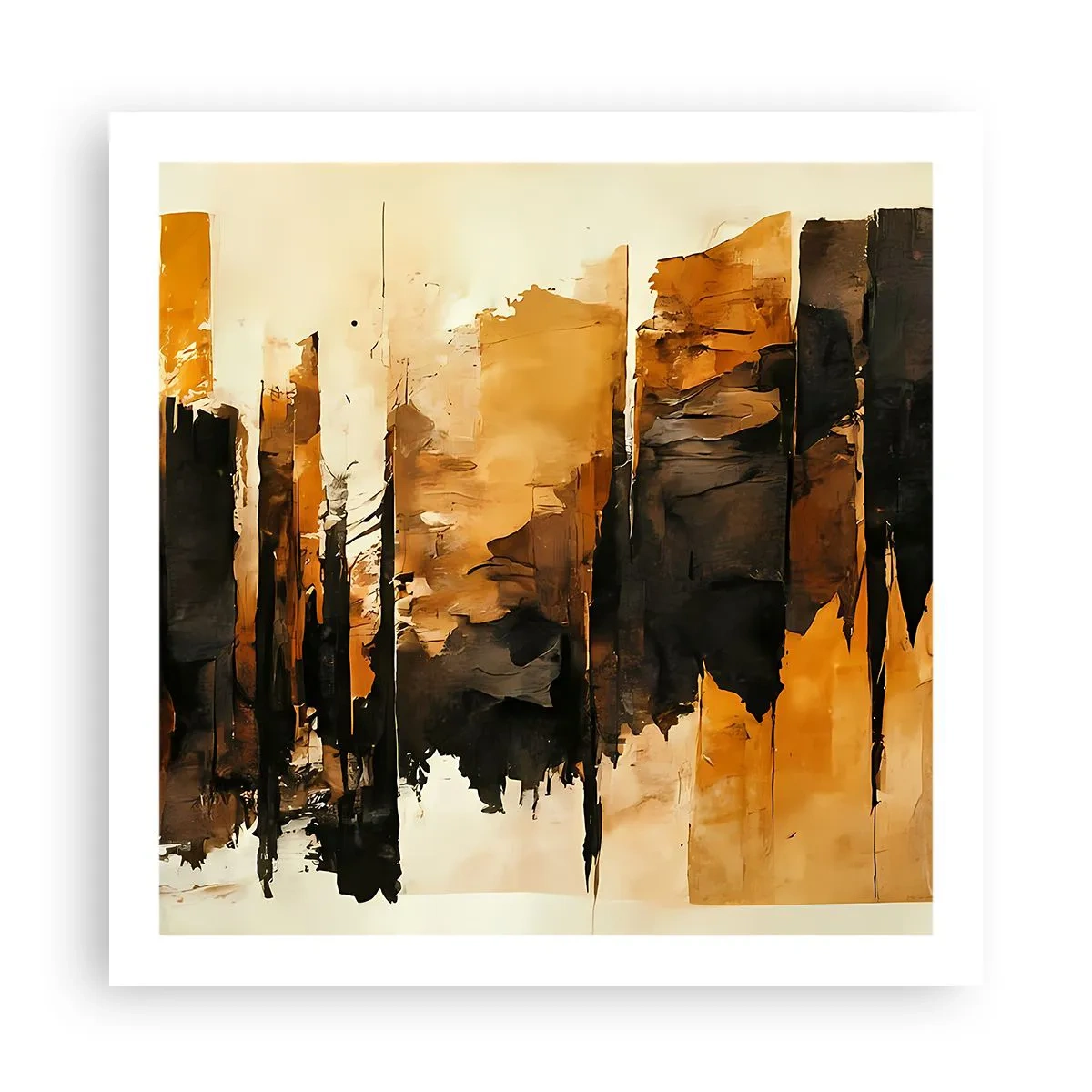 Plakat - Harmoni af sort og guld - 60x60 cm