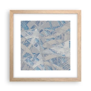 Plakat i ramme af lyst egetræ - I en gråblå labyrint - 30x30 cm