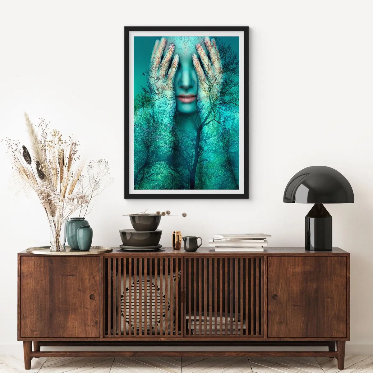 Plakat i sort ramme - Nedsænket i blåt - 40x50 cm