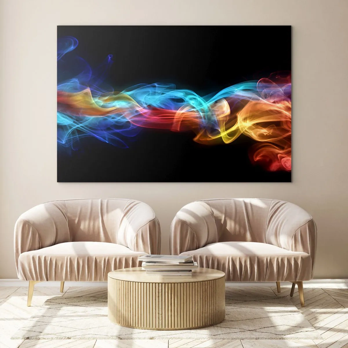 Billede på glas - Regnbuedans i tågerne - 100x70 cm