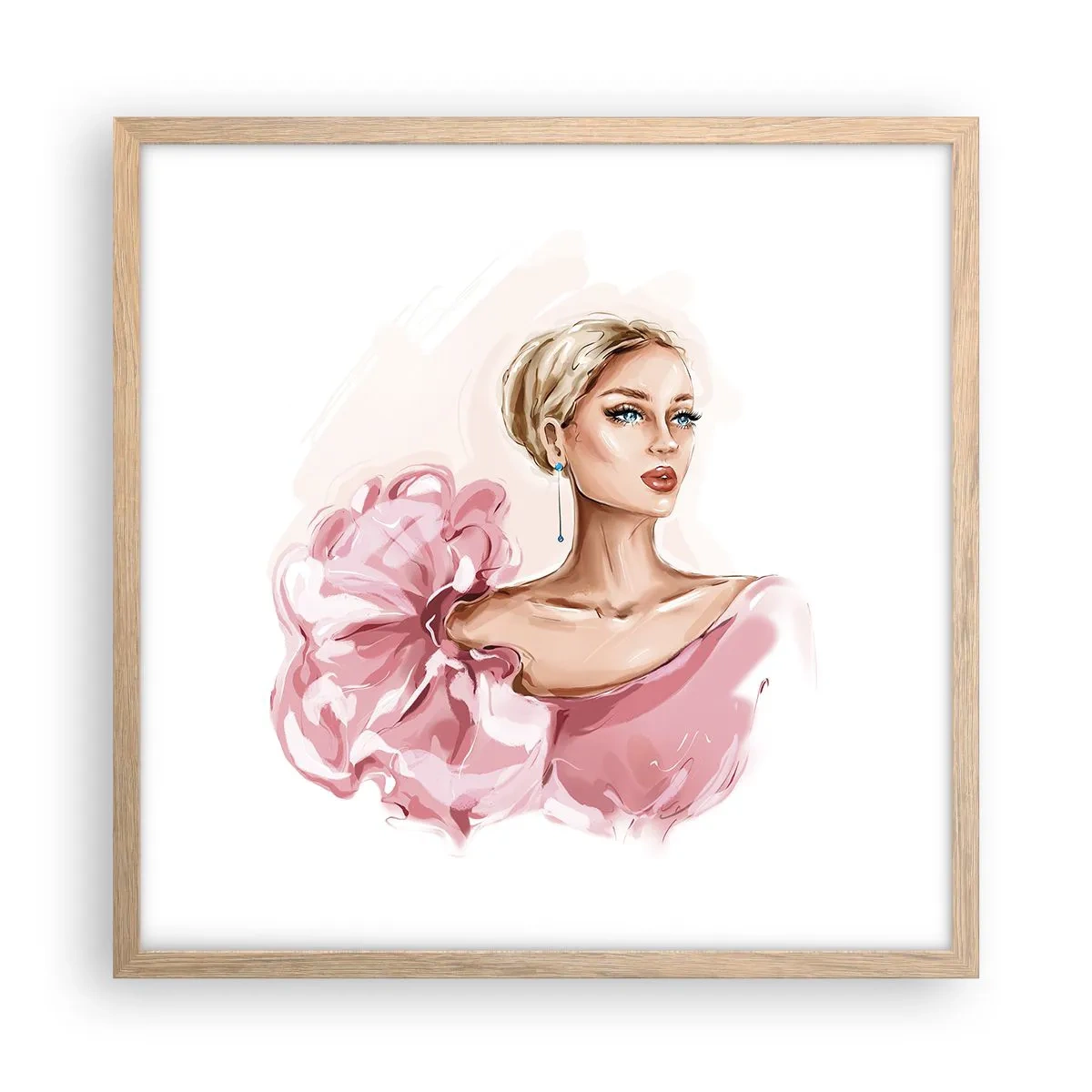 Plakat i ramme af lyst egetræ - Som malet... - 50x50 cm