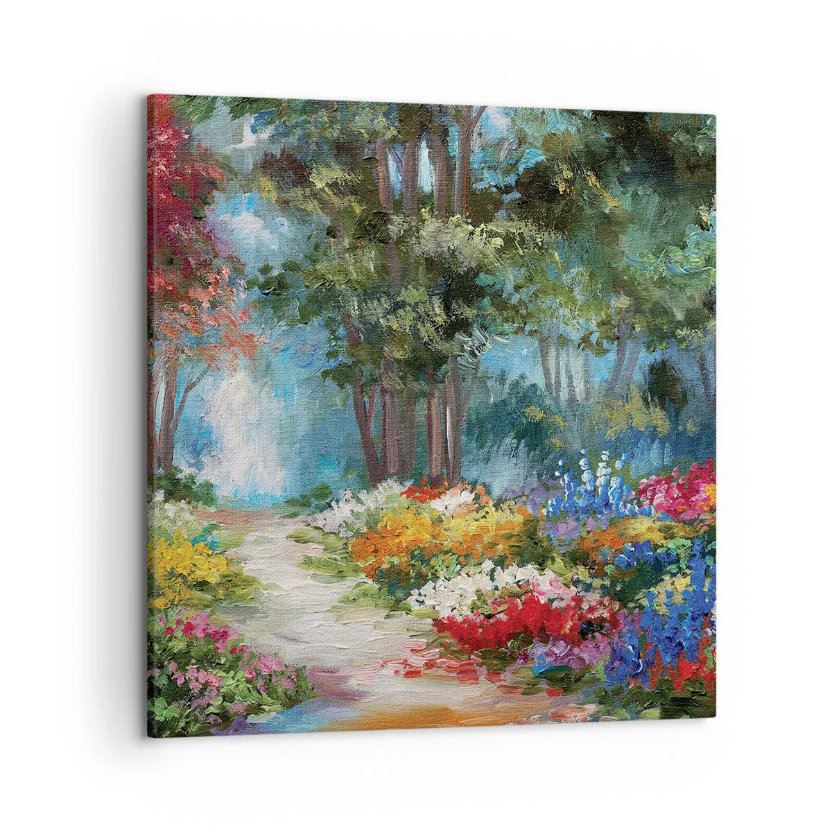 Lærredstryk - Billede på lærred - Skovhave, blomsterskov - 50x50 cm