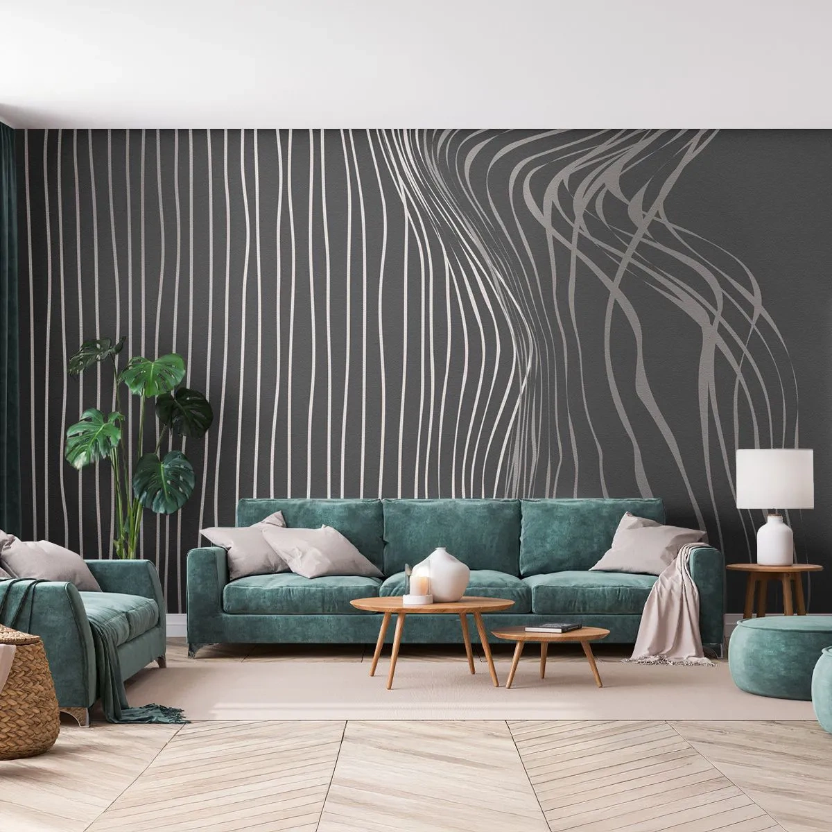 Fototapet Standard Eco - Rytme og accent - Abstraktion, Stykke, Sort og hvid - 200x140 cm