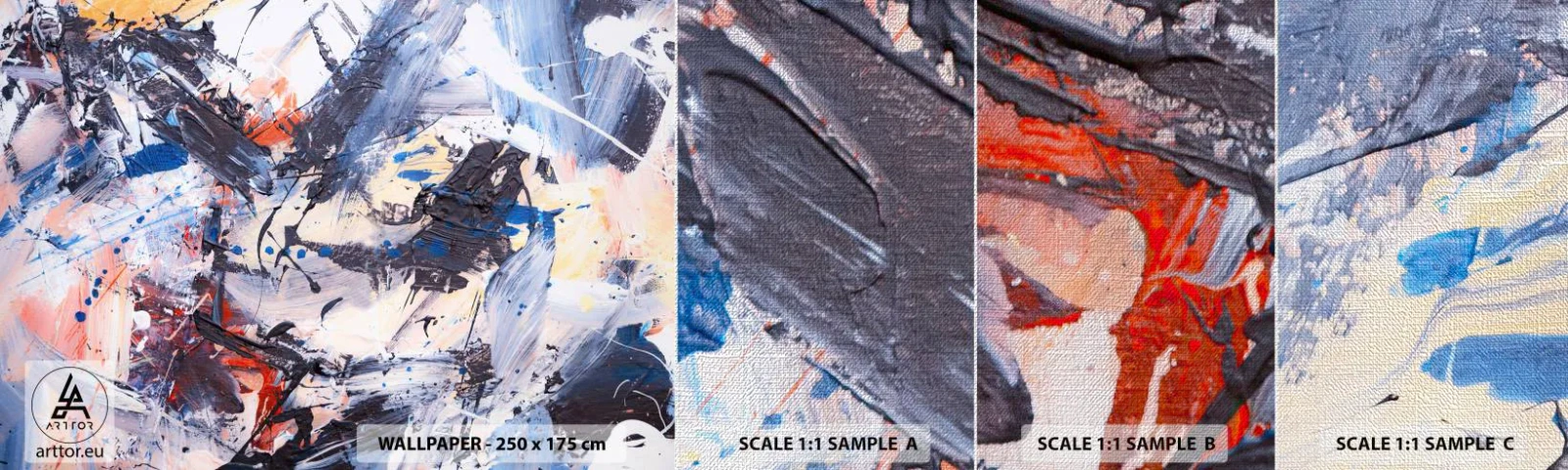 Prøve Fototapet Premium Canvas - Abstraktionens vanvittige dans - Abstraktion, Stykke, Maleri - 100x30 cm