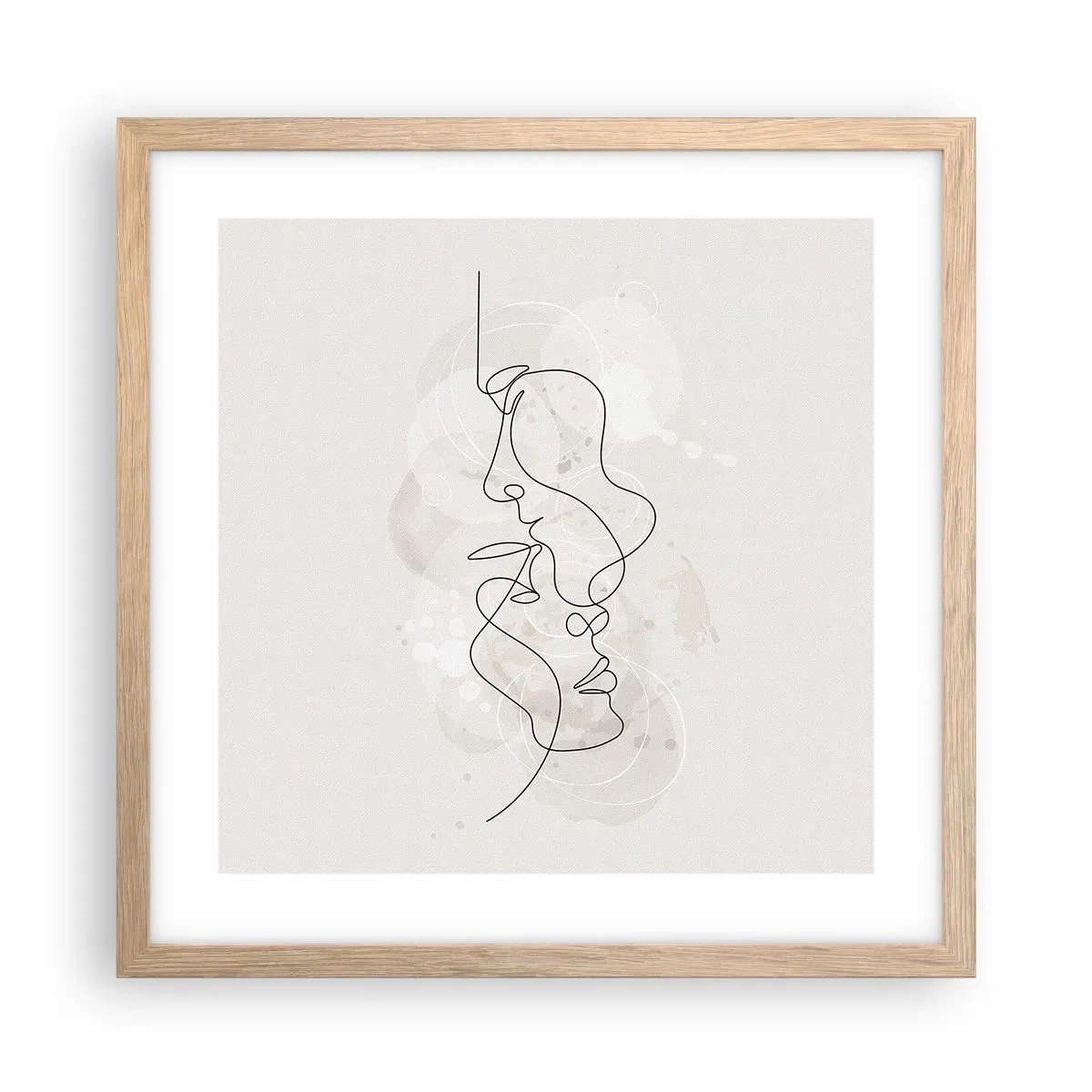 Plakat i ramme af lyst egetræ - Omfavnet i en omfavnelse - 40x40 cm