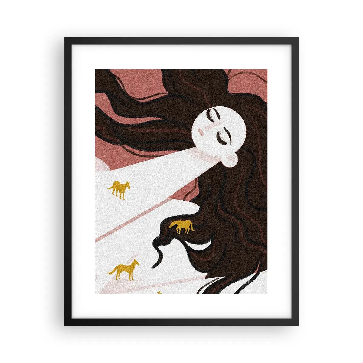 Plakat i sort ramme - Drøm om en gylden hest - 40x50 cm