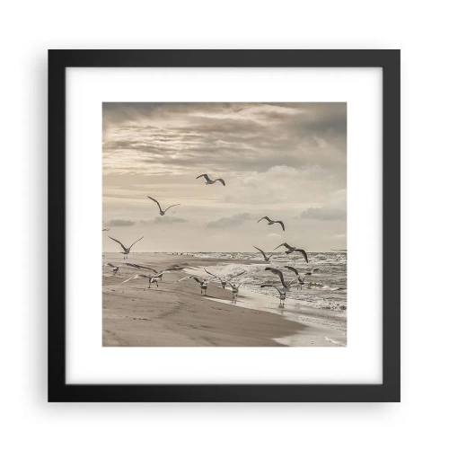 Plakat i sort ramme - Havet brummer, fuglene synger - 30x30 cm