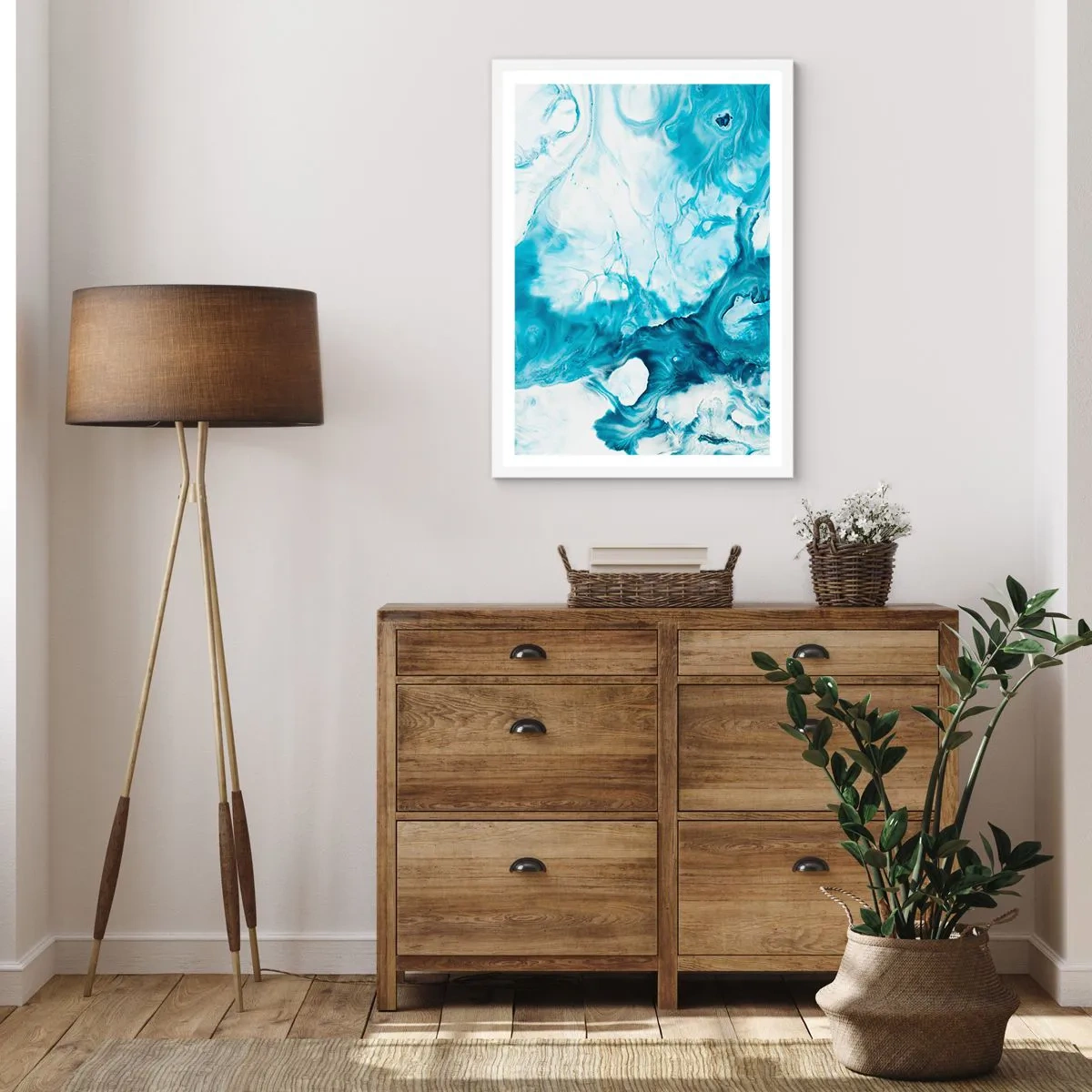Plakat i hvid ramme - Blå koncert - 30x40 cm