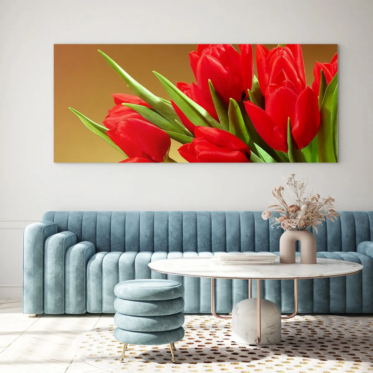 Billede på glas - En flok forårsglæde - 90x30 cm