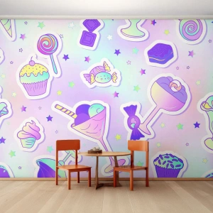 Fototapet Selvklæbende Deluxe Sticker - At have en fødselsdag hver dag - For børn, Slik, Slikkepind - 350x256 cm