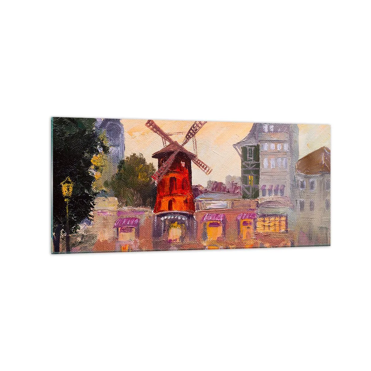 Billede på glas - Parisiske ikoner - Moulin Rouge - 120x50 cm