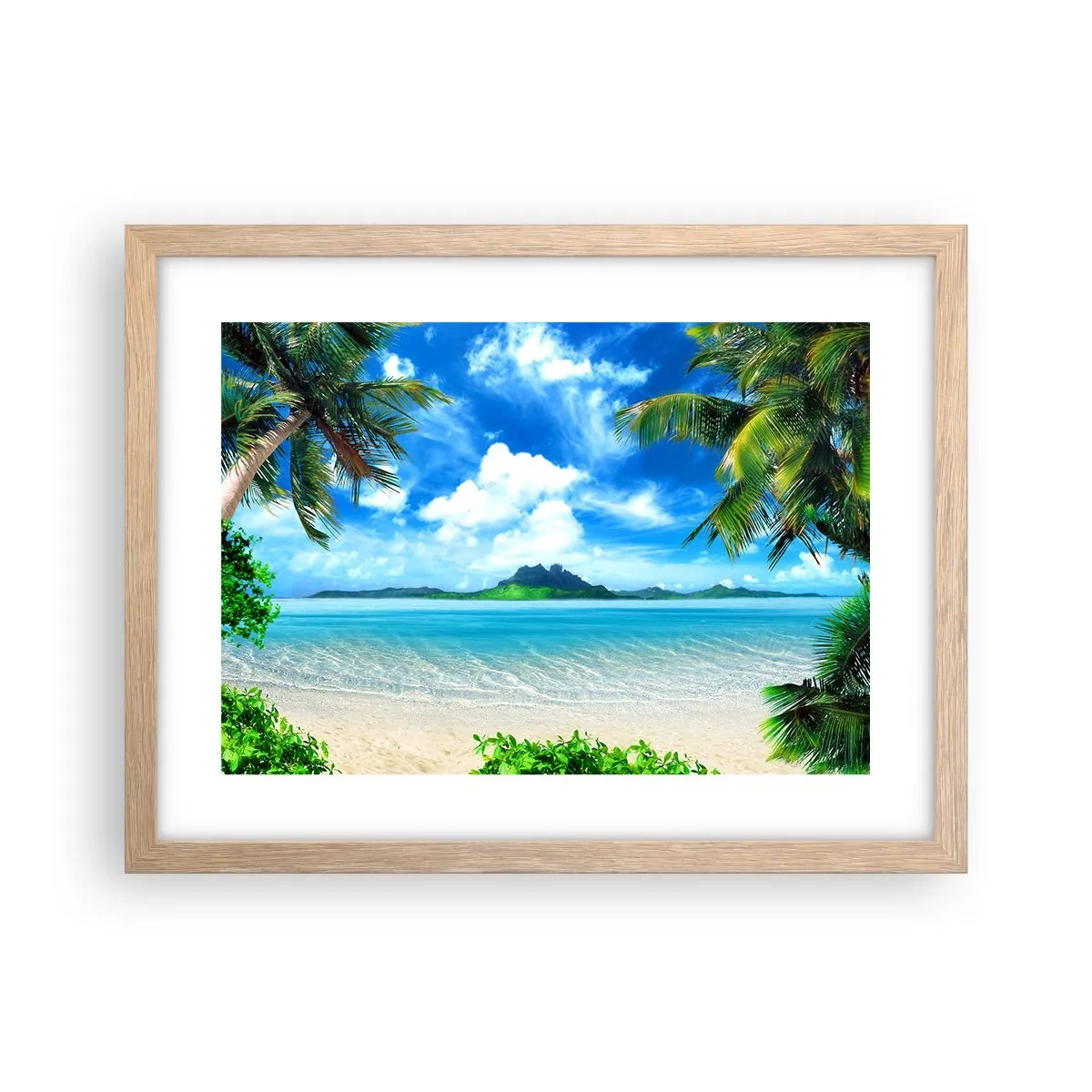 Plakat i ramme af lyst egetræ - Azur i troperne - 40x30 cm