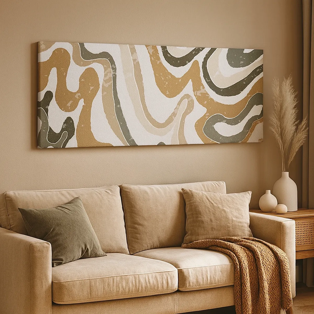 Lærredstryk - Billede på lærred - Slyngninger af jordfarver - 30x30 cm