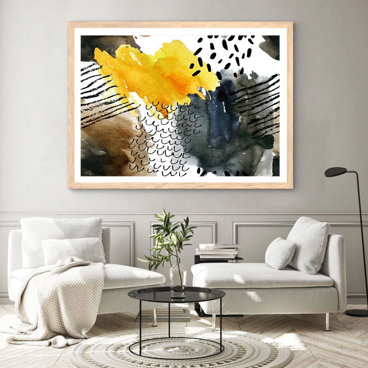 Plakat i ramme af lyst egetræ - Et møde mellem elementerne - 40x30 cm