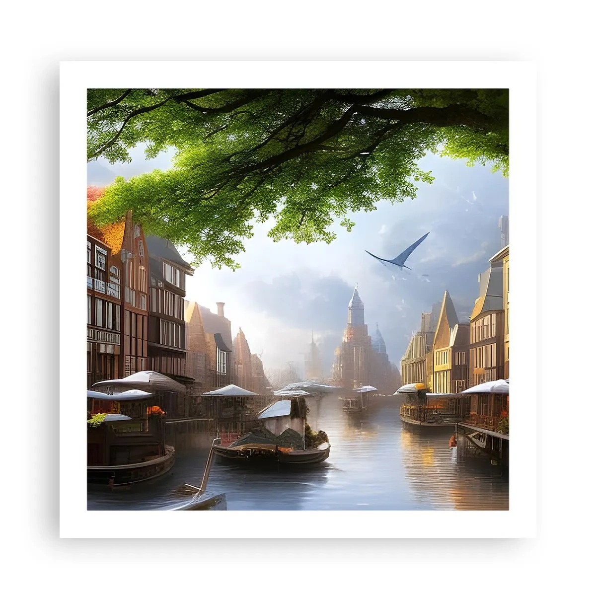 Plakat - Hollandsk bybillede - 60x60 cm