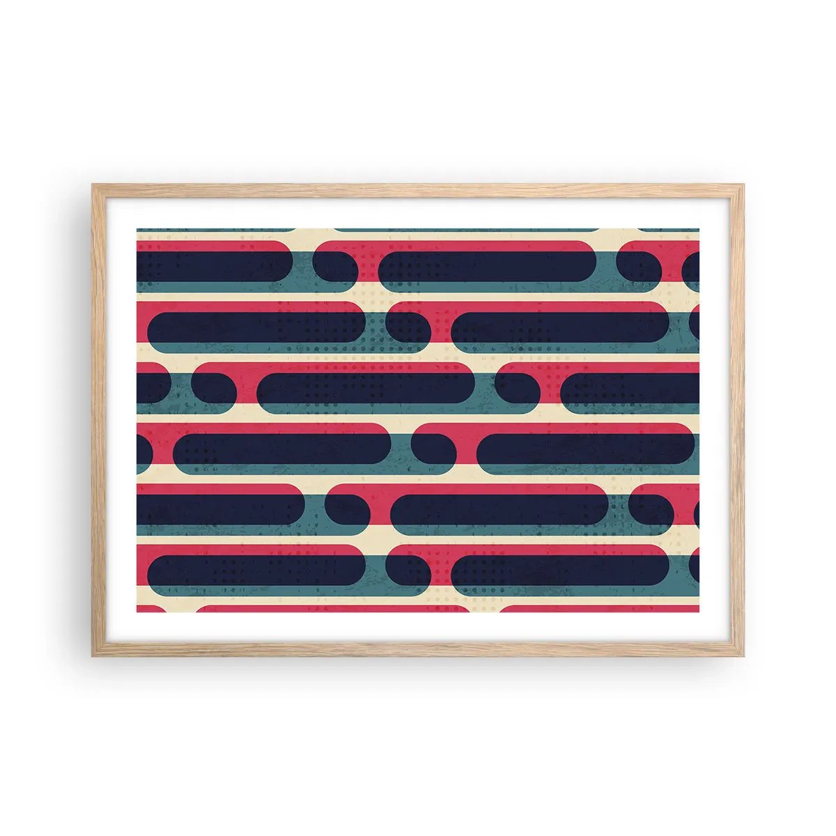 Plakat i ramme af lyst egetræ - Indad og fremad - 70x50 cm